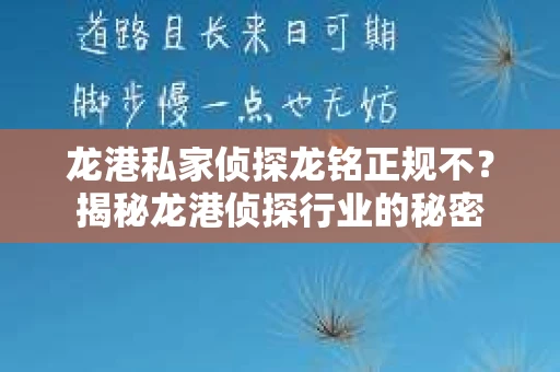 龙港私家侦探龙铭正规不？揭秘龙港侦探行业的秘密