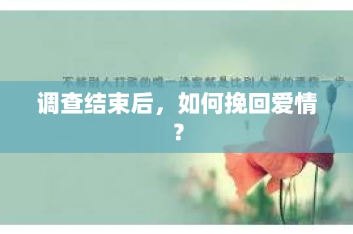 调查结束后，如何挽回爱情？